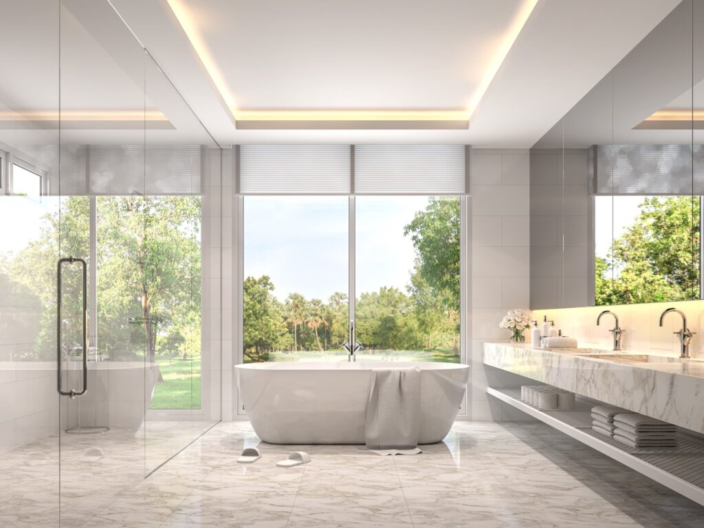 modern,luxury,white,bathroom,3d,render.,room,with,marble,tile